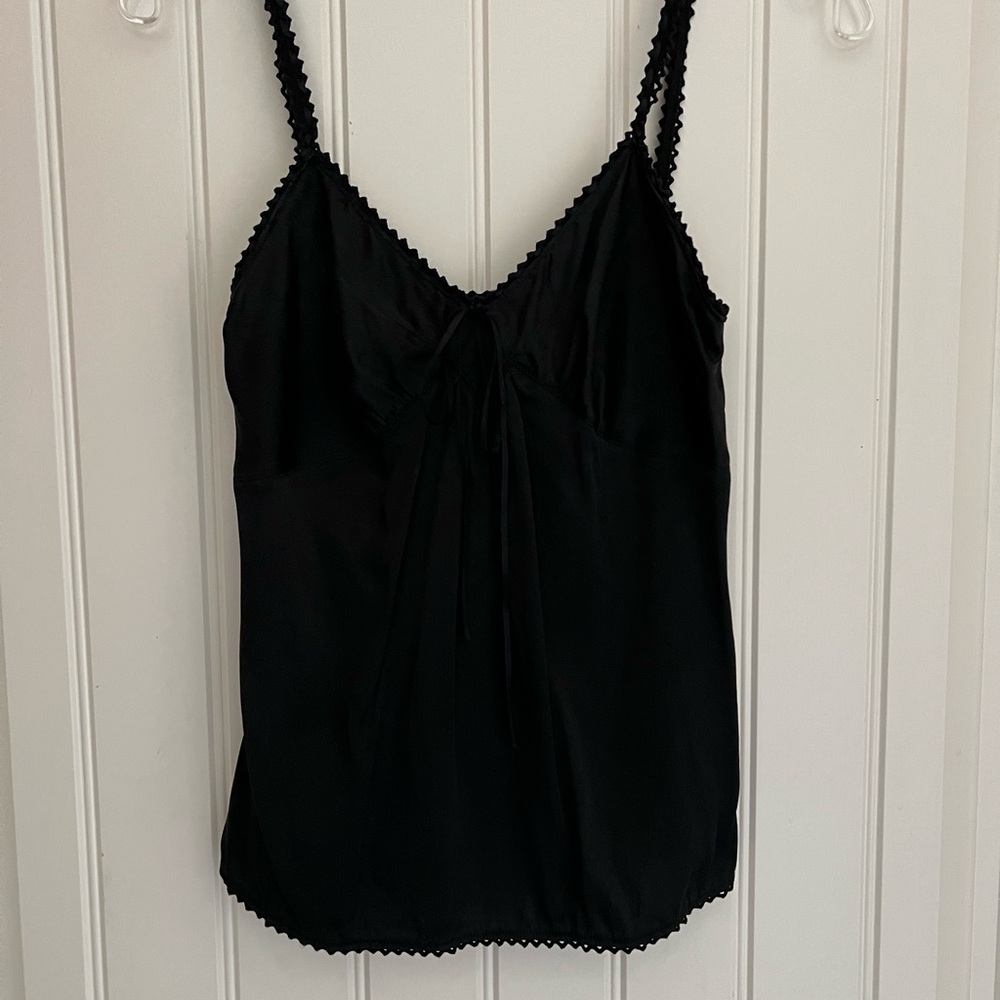 Express Black Silk Camisole with Crochet trimming and crochet Spaghetti Straps